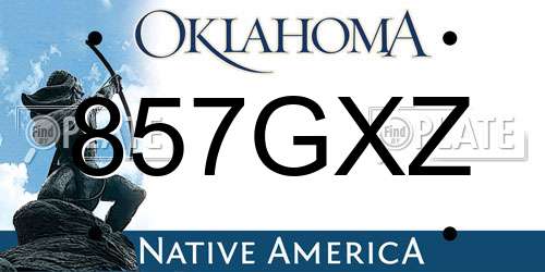 857GXZ Oklahoma License Plate