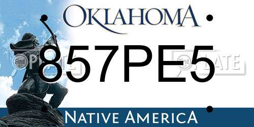 857PE5 Oklahoma License Plate
