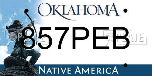 857PEB Oklahoma License Plate