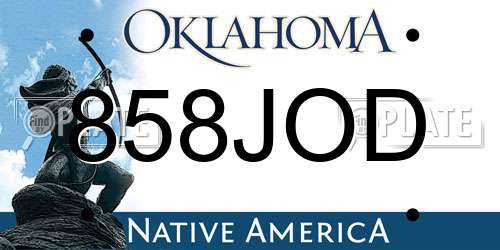 858JOD Oklahoma License Plate