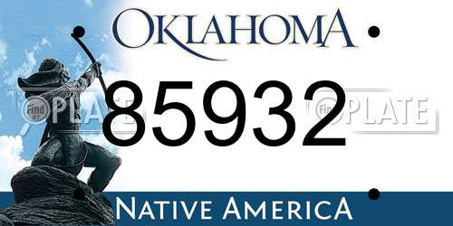 85932 Oklahoma License Plate