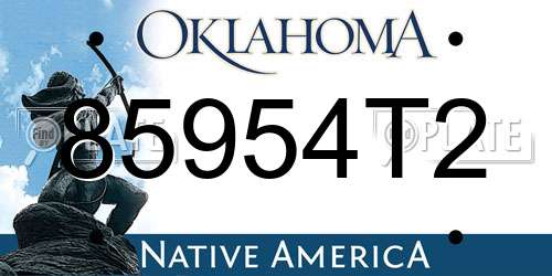 85954T2 Oklahoma License Plate