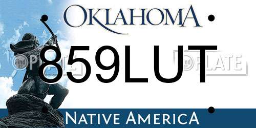 859LUT Oklahoma License Plate