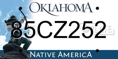 85CZ252 Oklahoma License Plate