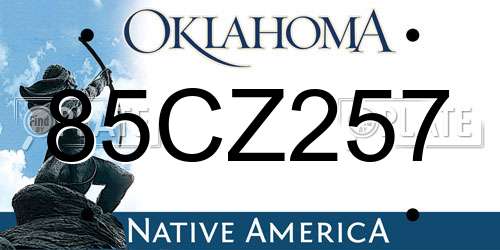 85CZ257 Oklahoma License Plate