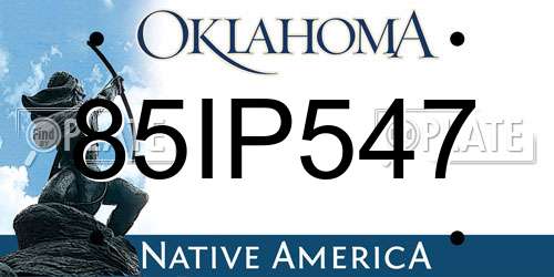 85IP547 Oklahoma License Plate