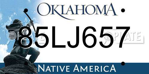 85LJ657 Oklahoma License Plate