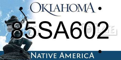 85SA602 Oklahoma License Plate