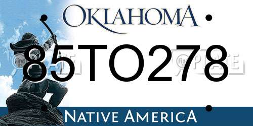 85TO278 Oklahoma License Plate