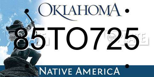 85TO725 Oklahoma License Plate