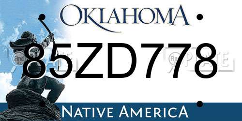 85ZD778 Oklahoma License Plate
