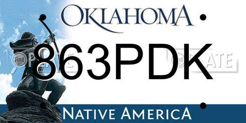 863PDK Oklahoma License Plate