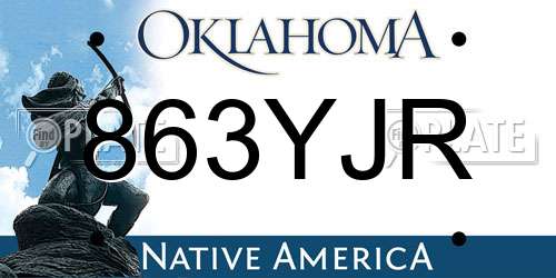 863YJR Oklahoma License Plate