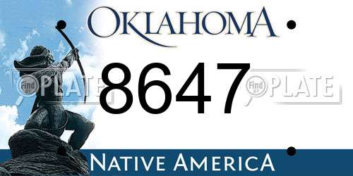 8647 Oklahoma License Plate