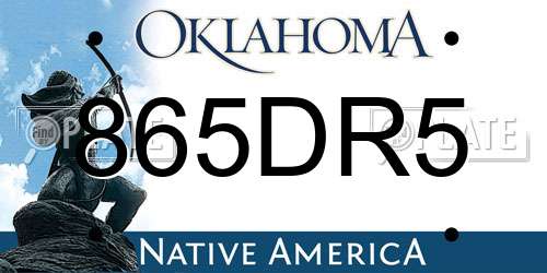865DR5 Oklahoma License Plate