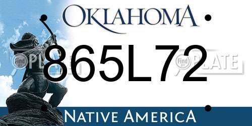 865L72 Oklahoma License Plate