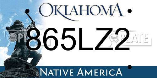865LZ2 Oklahoma License Plate