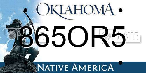 865OR5 Oklahoma License Plate