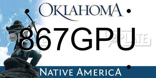 867GPU Oklahoma License Plate