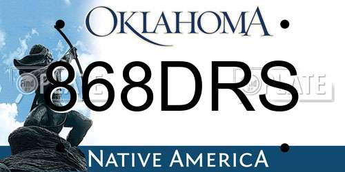 868DRS Oklahoma License Plate