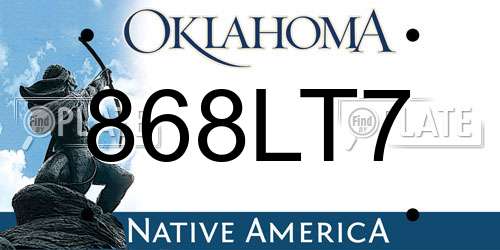 868LT7 Oklahoma License Plate
