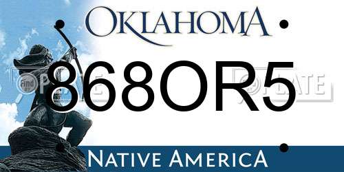 868OR5 Oklahoma License Plate