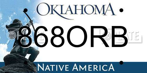 868ORB Oklahoma License Plate
