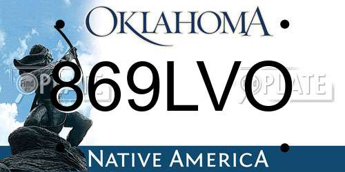 869LVO Oklahoma License Plate