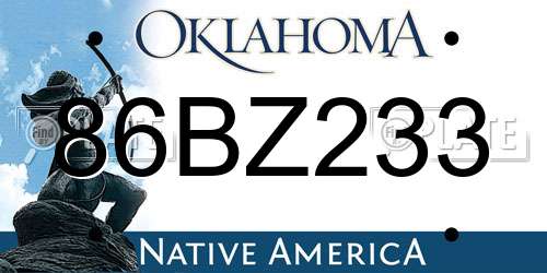 86BZ233 Oklahoma License Plate