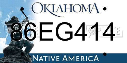 86EG414 Oklahoma License Plate