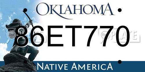 86ET770 Oklahoma License Plate
