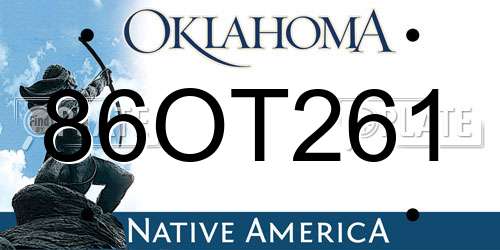 86OT261 Oklahoma License Plate