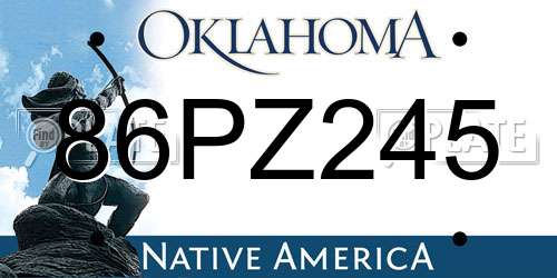 86PZ245 Oklahoma License Plate