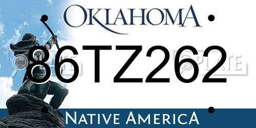 86TZ262 Oklahoma License Plate