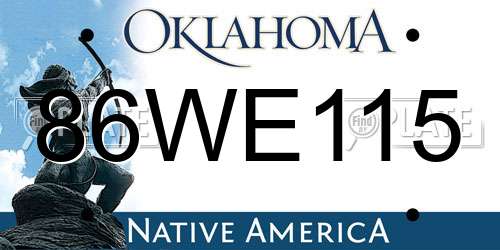 86WE115 Oklahoma License Plate
