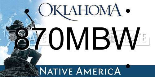 870MBW Oklahoma License Plate