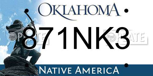 871NK3 Oklahoma License Plate