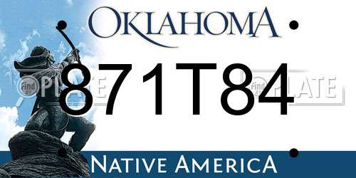 871T84 Oklahoma License Plate