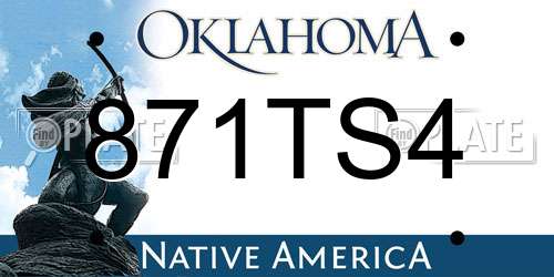 871TS4 Oklahoma License Plate