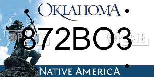 872BO3 Oklahoma License Plate
