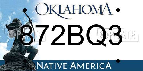 872BQ3 Oklahoma License Plate