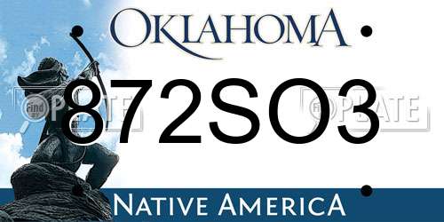 872SO3 Oklahoma License Plate