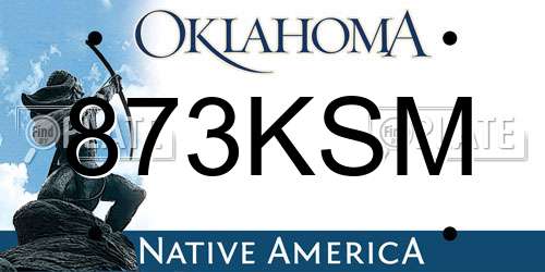 873KSM Oklahoma License Plate