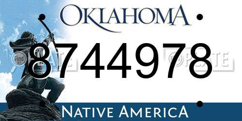 8744978 Oklahoma License Plate