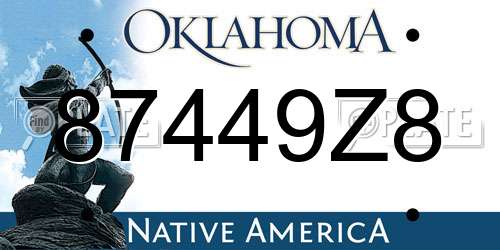 87449Z8 Oklahoma License Plate