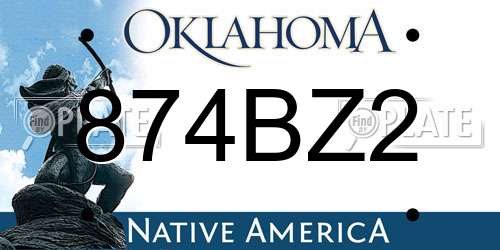 874BZ2 Oklahoma License Plate