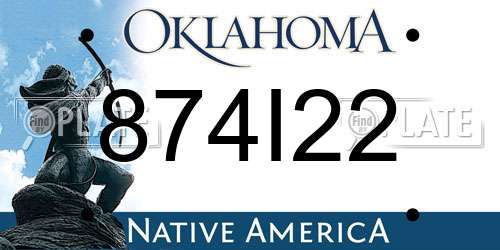 874I22 Oklahoma License Plate