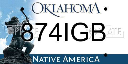 874IGB Oklahoma License Plate