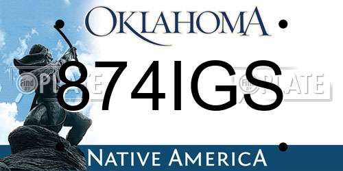 874IGS Oklahoma License Plate