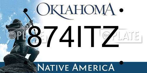 874ITZ Oklahoma License Plate